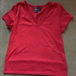Red V-Neck Top